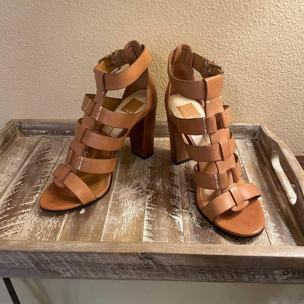 Dolce Vita Niro Gladiator Heel Tan Strappy Block Heel Sandals Size 9 - Picture 10 of 12